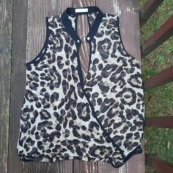 SHEER Leopard Tank Top By Glam Dollz - Size Medium - Picture 1 of 8